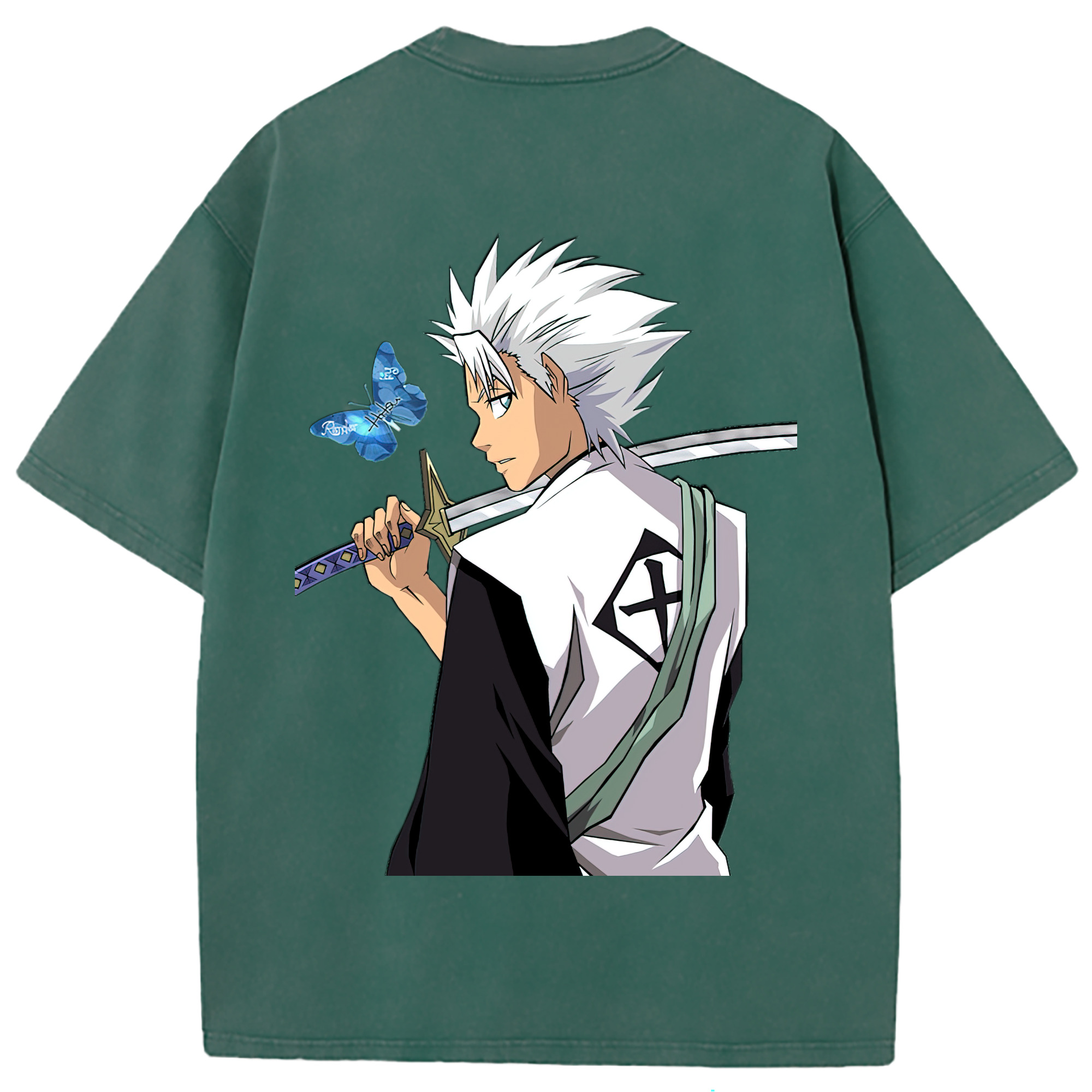 （画像用） ブリーチ 日番谷冬獅郎（ひつがや とうしろう） BLEACH Hitsugaya Toushirou 綿100% ヴィンテージ風 半袖Tシャツ（背面プリント）